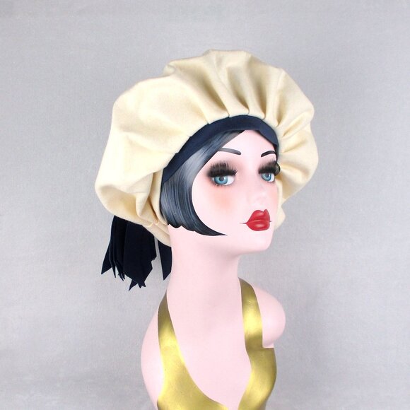 Oversized Beret Navy Blue White Vintage 1960s Mr. Frederick's Young Modes - Picture 1 of 6